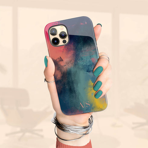 Colorful Abstract Oil Paint Custom Initials iPhone Case